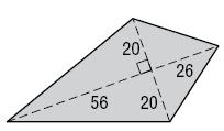 areas of triangles, trapezoids and rhombi.