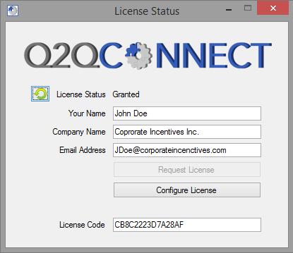 Q2QConnect Configuration NOTE: Call VARC at 281-412-6914 when know that you will be installing Q2QConnect so that your license can be verified and granted ahead of time. 1.