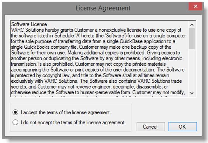 8. Select the I accept the terms of the license agreement option.