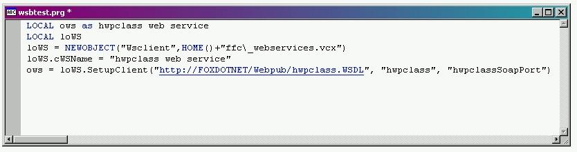 the service. 1. Go into VFP, switch to a new directory, and create a program called WSCTEST. 2.