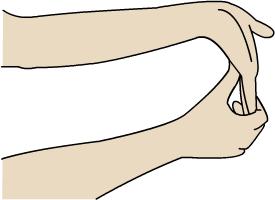 Hold your right elbow with your left hand and use this hand to gently push your right arm down. Repeat on the other side.