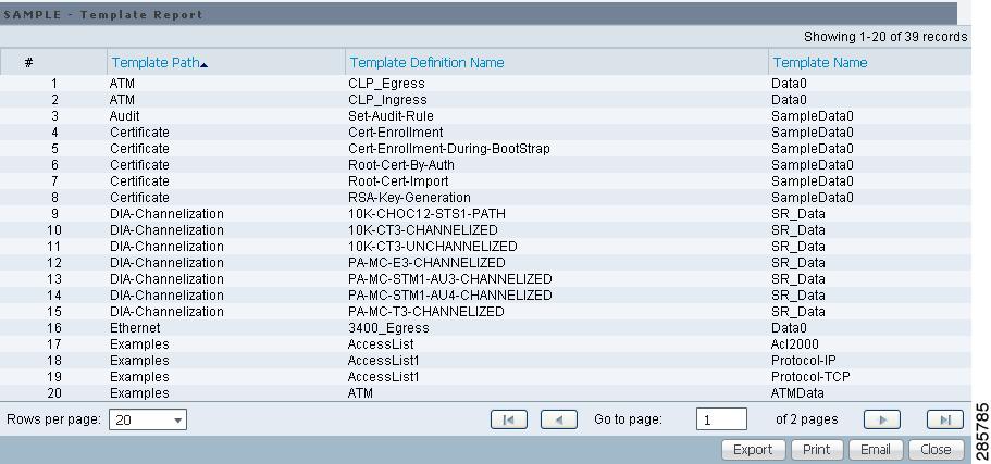 Reports Figure 10-14 Report Output The reports GUI supports output in tabular format. The output is listed in columns, which are derived form the outputs you selected in the reports window.