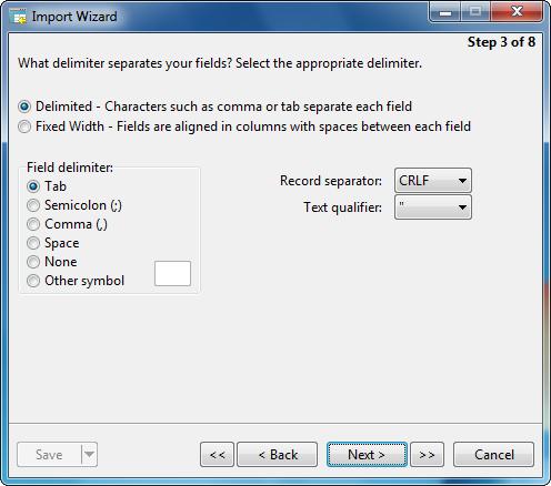 Data Management Tools 16 Setting Delimiter (Step 3) - TXT, XML TXT Define Field delimiter, Record separator and Text qualifier for file.