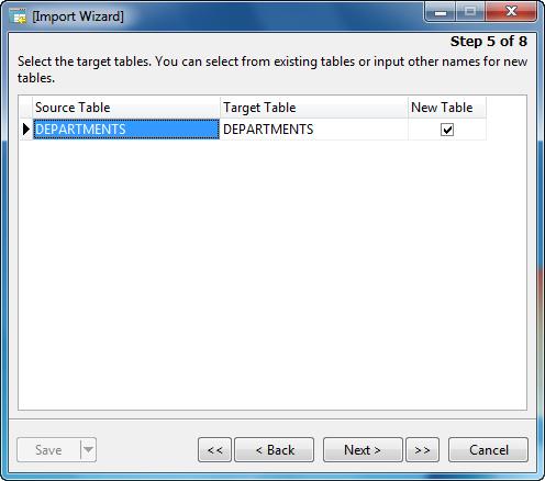 Data Management Tools 20 Setting Target Table (Step 5) You are allowed to define a new table name or choose to import into the
