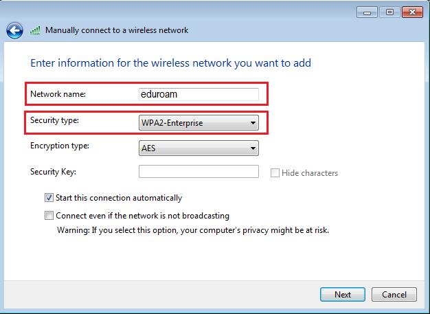 4. In the Network Profile window, please enter the follow: Network