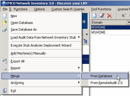To merge a database from a database: 1. Click on the File > Merge > From Database menu option.