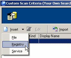 To set custom scan criteria for Registry: 1. Click on the Custom Search Quires > Custom Scan Criteria menu option. 2.