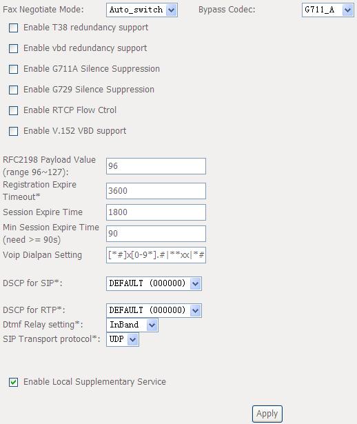 Figure 10 SIP Advanced Setting - 2 Line: It displays the line you want to configure.