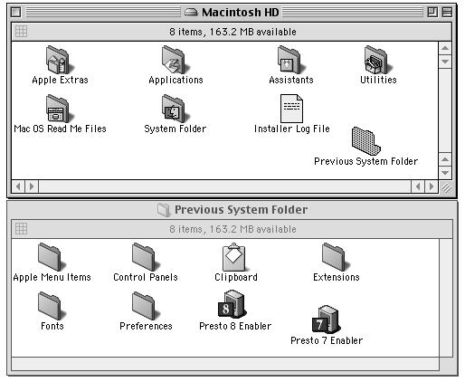 15. MOST IMPORTANT STEP! - Before using Mac OS 8 you need to update the newly created System Folder with the Presto software from the Previous System Folder.