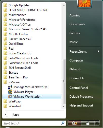 Starting Vmware Workstation Go to start menu and start VMware Workstation program.