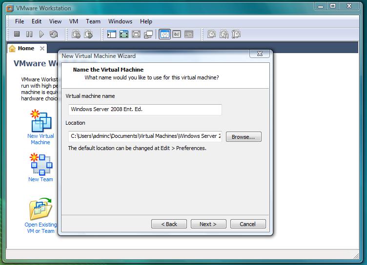Naming Virtual Machine In this step you need to give your virtual machine a descriptive name and select a location