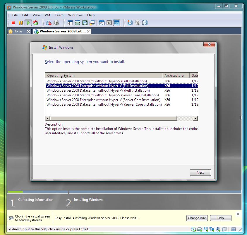 Select OS Version For this installation we are going with Windows Server 2008 Enterprise