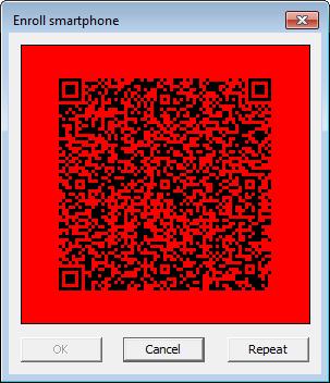 The window is marked with red if the QR code was not scanned within 30 seconds or connection between NetIQ Smartphone Authenticator and dispatcher was lost.