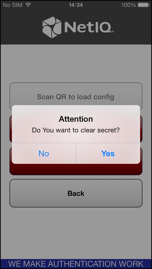 Tap the Clear secret button to clear secret.