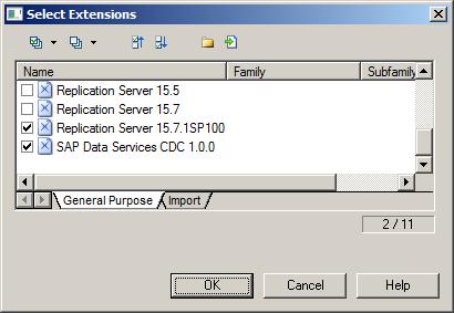 6. Attach extensions SAP Data Services CDC and Replication Server 15.7.