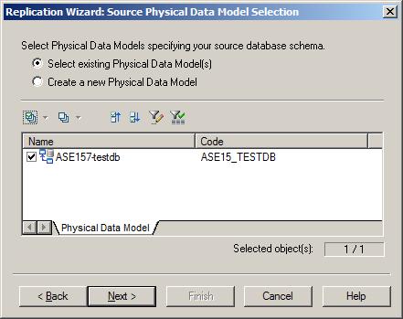 8. Choose Select existing Physical Data Model and