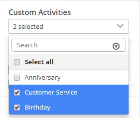 To manage the Custom Activities which are to be displayed in the calendar, navigate to Custom Activities section on the left-hand side of the calendar.