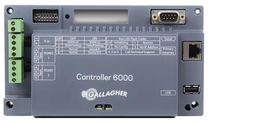 Gallagher Controllers Management Control Controller 6000 C300100 The Gallagher Controller 6000 enforces business rules, monitors the environment, communicates with other integrated systems, and makes