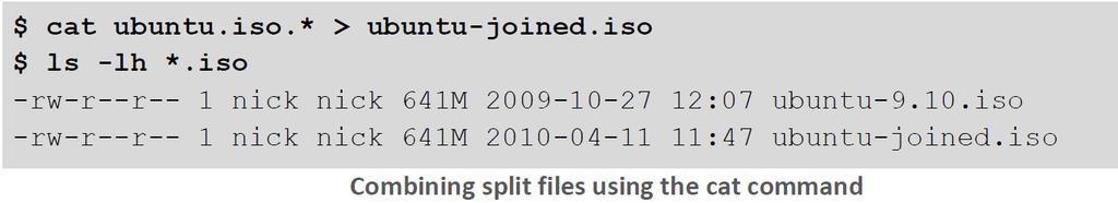 In this example, the split command will create the required number of 100MB files