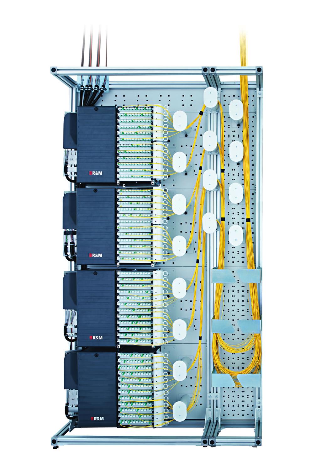 element Splitter-size independent acceptance High density up to 2304 fibers Bending radius R40 Subscriber management with SCM ETSI standard compliant Retrofittable side panels and door 090.