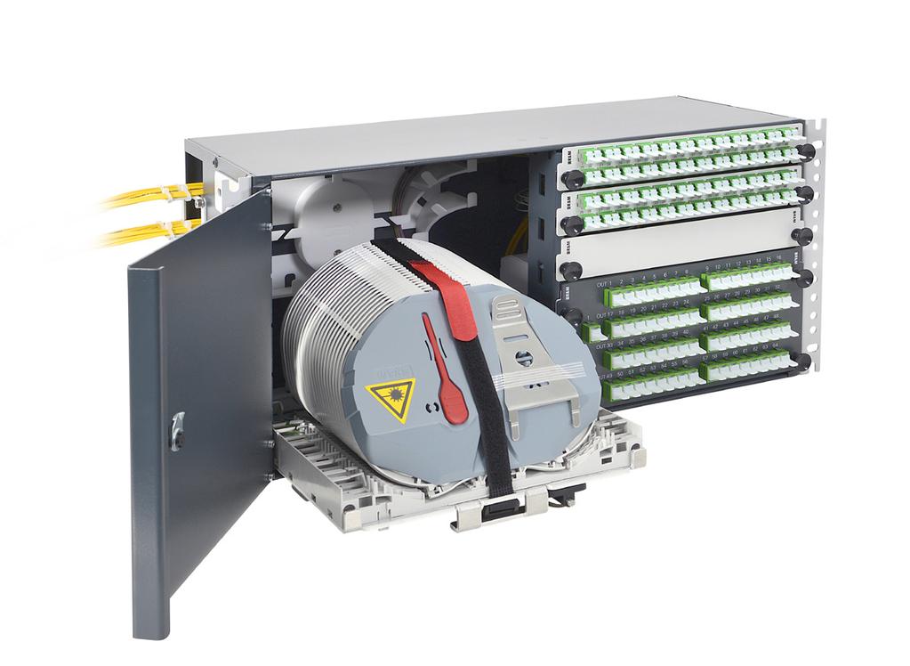 The ODF-MODULE can be installed from the front or backside of the cabinet.