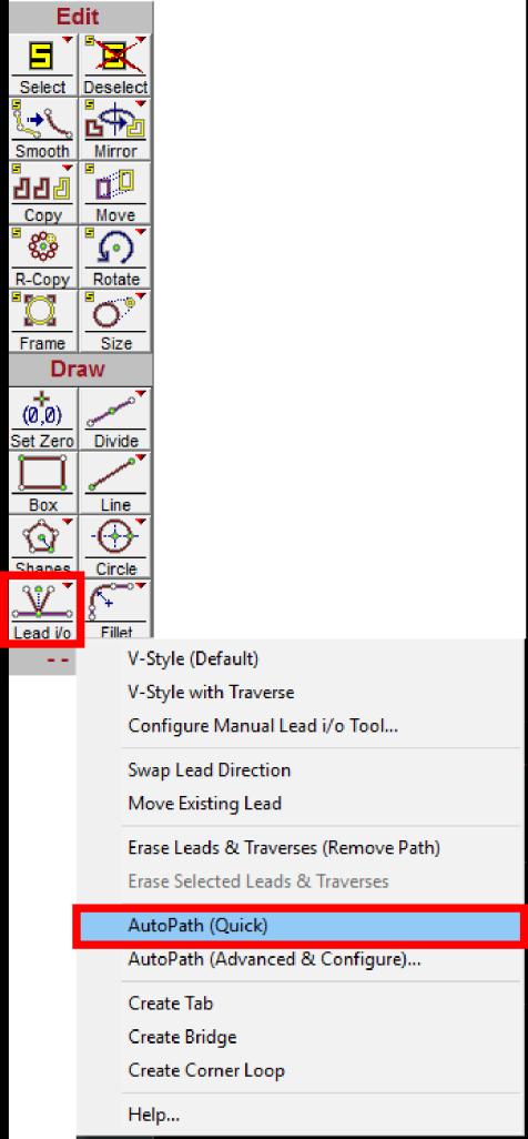 Generating Tool Paths Creating a path: Selecting this option allows the User to determine the route the cutting nozzle will take between the various geometries of your job.