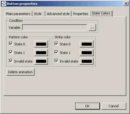 Figure 8.8 To configure the State Colors animation: 1. Select the State Colors tab of the graphical element properties dialog box. 1. Select the concerned boolean variable for this animation.