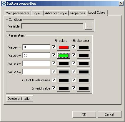 Figure 8.10 To configure the Level Colors animation: 1. Select the Level Colors tab of the graphical element properties dialog box. 2.