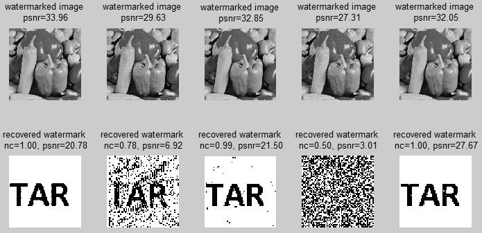 purpose, host and watermark image are kept same for all algorithms These algorithms are examined after