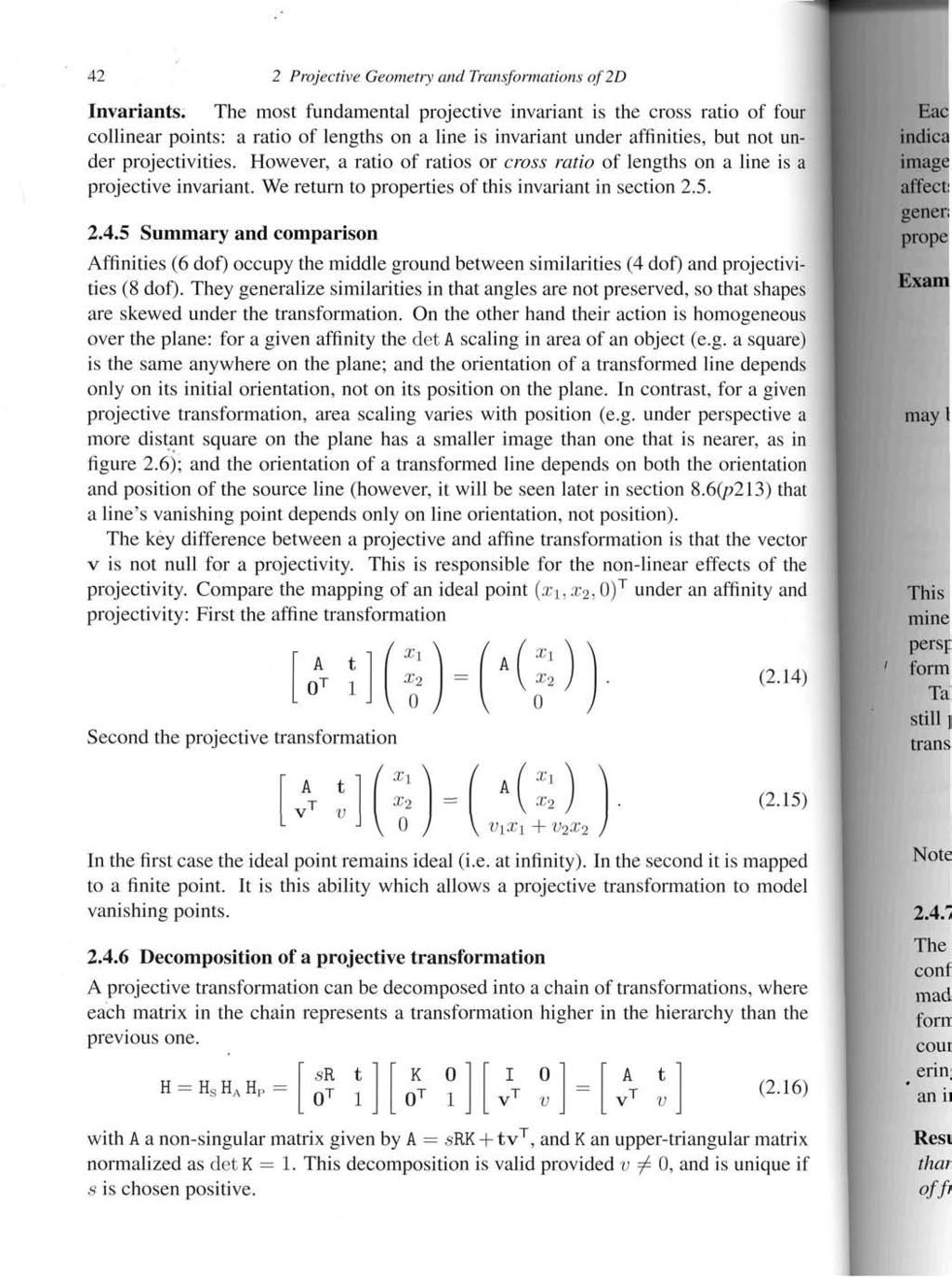 2 Projective Geometry and Transformations of 2D Invariants.