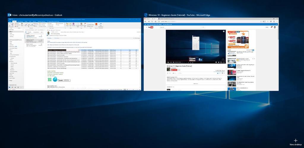 Task View/Virtual Desktops In Windows 10 you can create multiple desktops to separate tasks. Click the Task View toggle button.