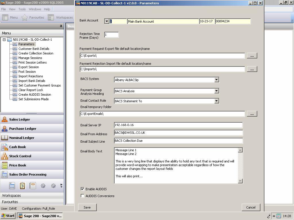 1 Parameters The parameters screen allows setup of the system. Once defined, it should not need any further amendments.