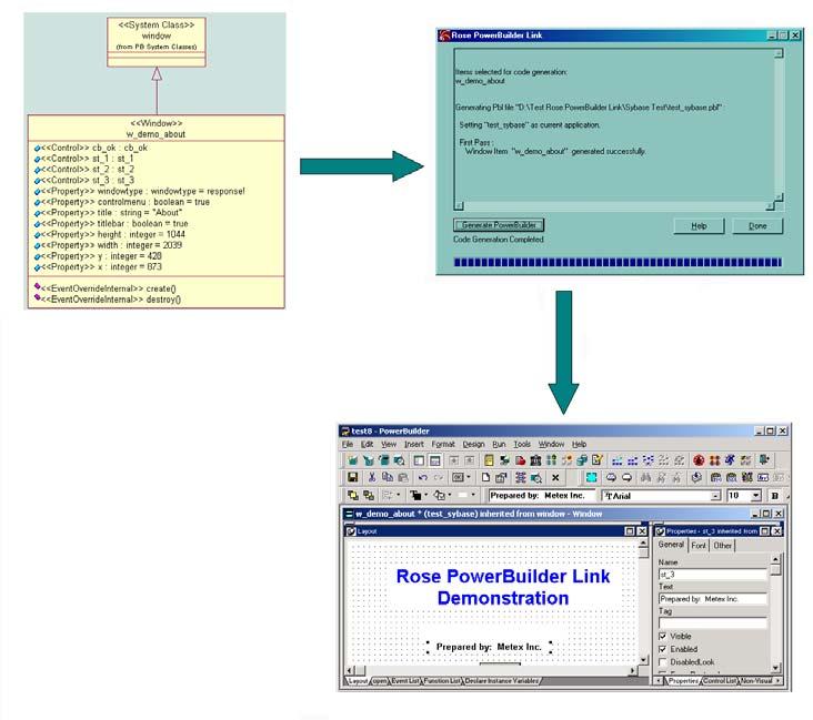 Figure 7: Using Rose PowerBuilder Link to Generate the PB object from the class definition This functionality allows you to create the framework for your