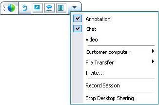 Using the Floating Icon Tray When you share your desktop or application, or view a customer's desktop or application, the floating icon tray appears in the lower-right corner of your screen, as