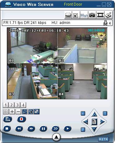 AP Software Camera Screen The AP software works by emulating the buttons on the front panel of the DVR. Anything you can do on the DVR can also be done in the AP software.