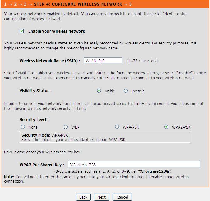 Step 4 Configure the wireless network.
