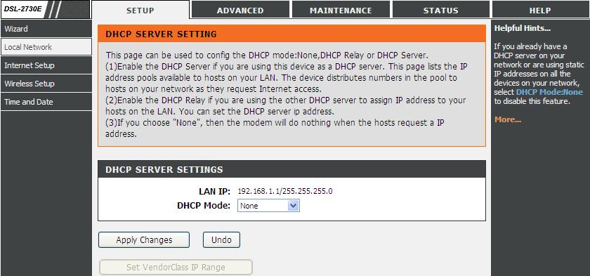 In the DHCP Mode field, choose DHCP Relay. The page shown in the following figure appears.
