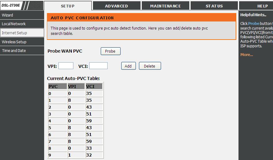 The Auto PVC Configuration page appears.