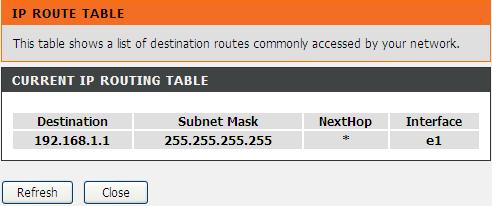 Enable Destination Subnet Mask Next Hop Metric Interface Add Route Update Delete Selected Show Routes Static Route Table Select it to use static IP routes.