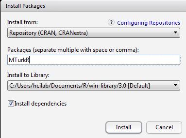 How to install MTurkR All of these examples were done in RStudio 0.