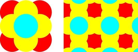 Using the artworks on the left, you want to create a pattern that seamlessly repeats, like the graphic on the right. A.