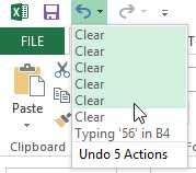 Exercise 40 - Undo and Redo As it is so easy to remove the contents of a cell, Excel has Undo to reverse any mistakes that may have been made.