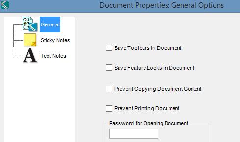 The lock features can then be saved to the document by going to dropdown menu File, Properties, and selecting