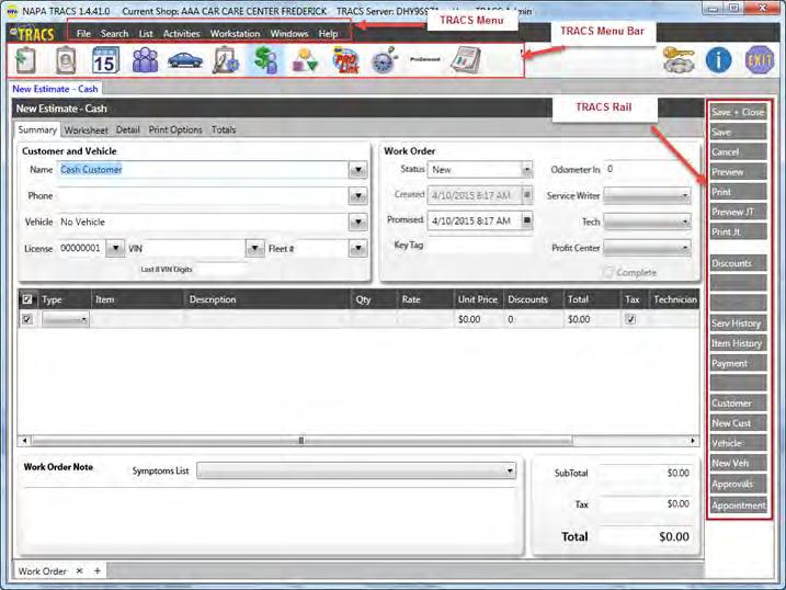 TRACS Enterprise Manual TRACS Menu: Select an item on the TRACS menu to display a cascading list of selections. Move your mouse pointer to the option you need and click to select it.