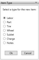 Click the radio button next to an item type such as