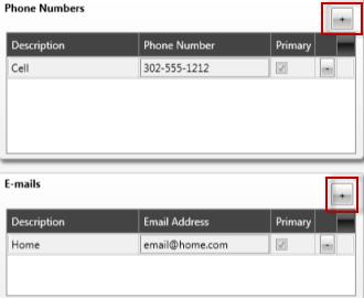 Adding Phone and E-mail Information Use the Phone Numbers and E-mails section of the Add New Customer window to