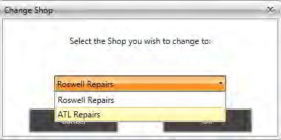 Chapter 1 TRACS Overview 2. Select the shop from the list. 3. Click OK to change the shop.