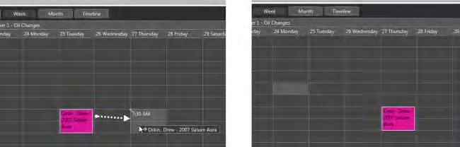 frame surrounding the appointment to another time slot. Time changes are updated automatically on the work order.