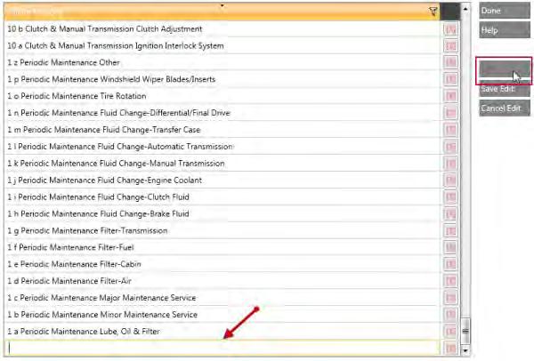 Chapter 4 TRACS Lists Adding a New Failure Reason Item 1. Click the Add button and type the failure reason in the Failure Reasons field. 2.