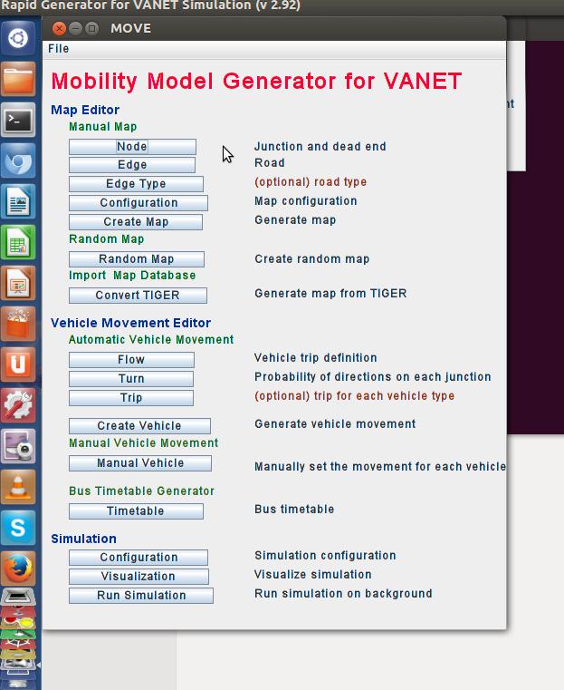 In SUMO and the MOVE we are going to create realistic mobility model for Vehicular Ad-hoc Network.